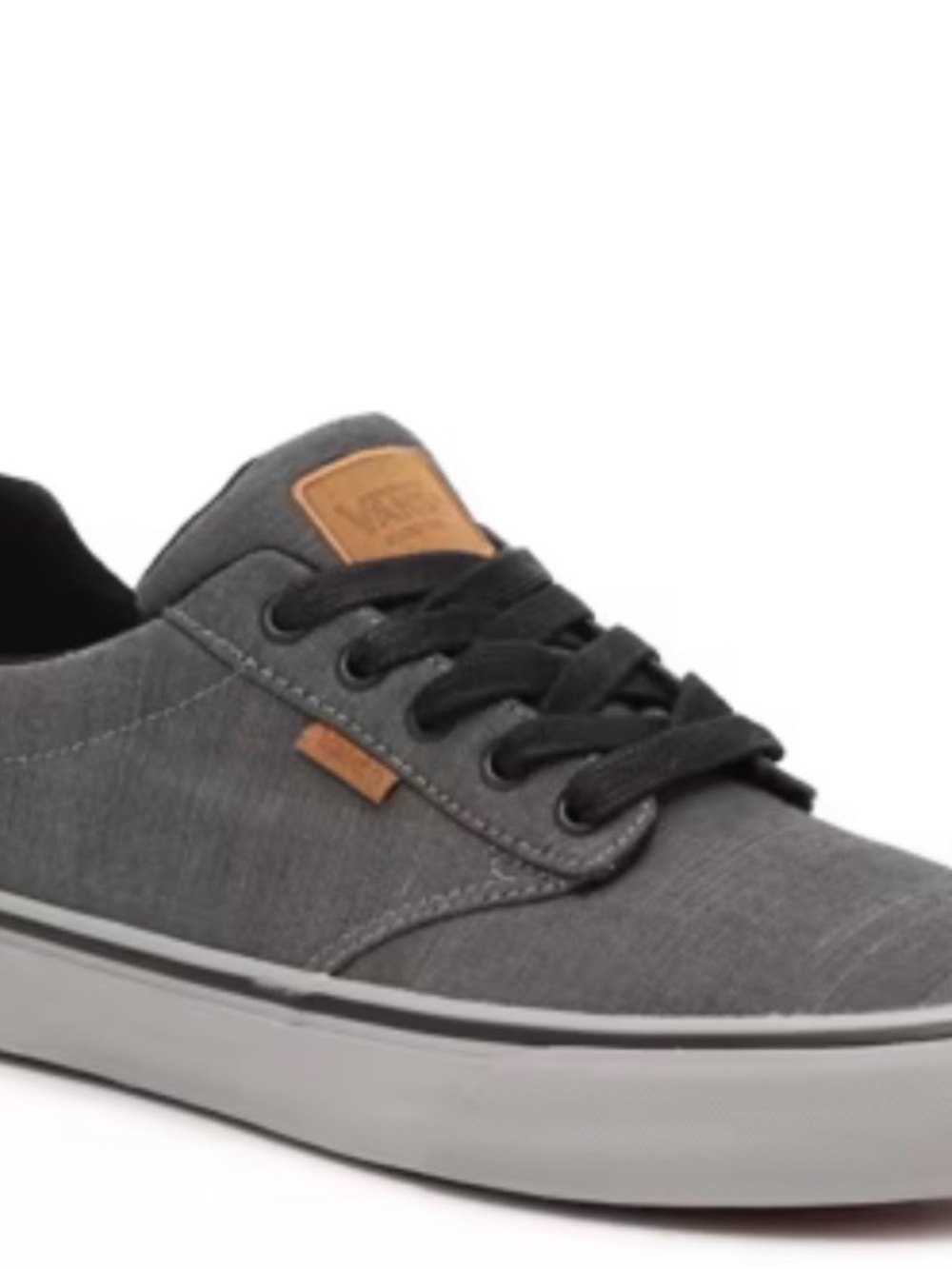 Vans Men's Gray Canvas Low-Top Sneakers with Black Laces